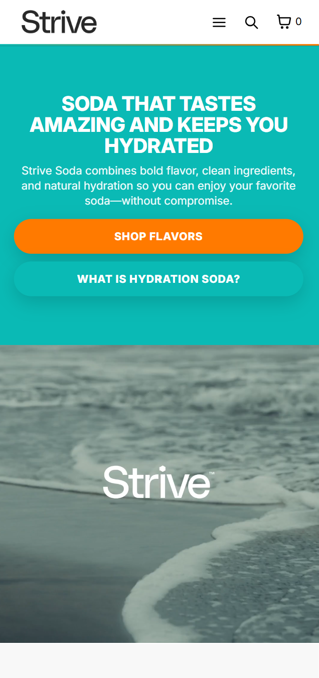 Strive Soda - Mobile View